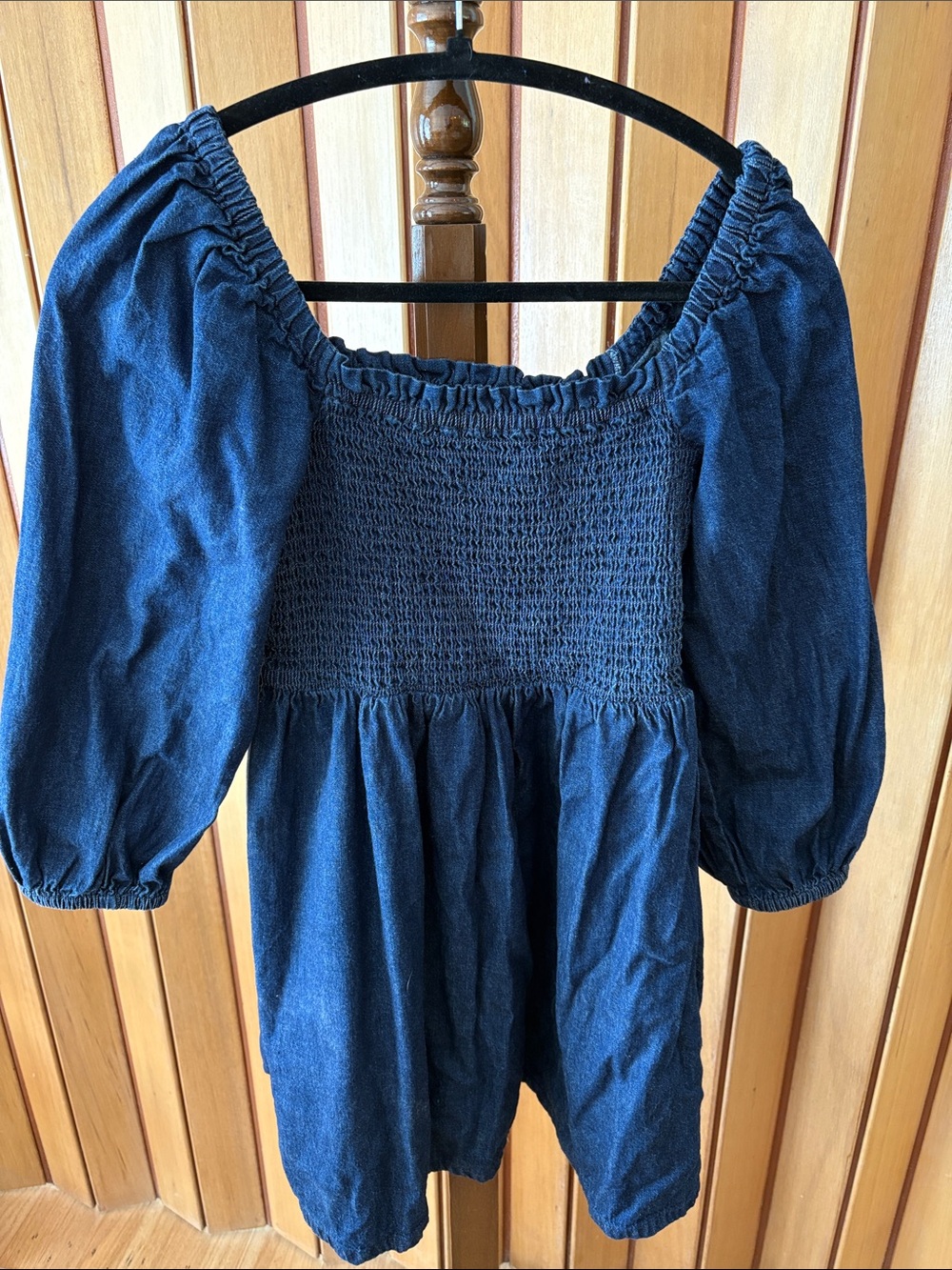 J. Crew Dark Blue Denim Smocked Peasant Dress